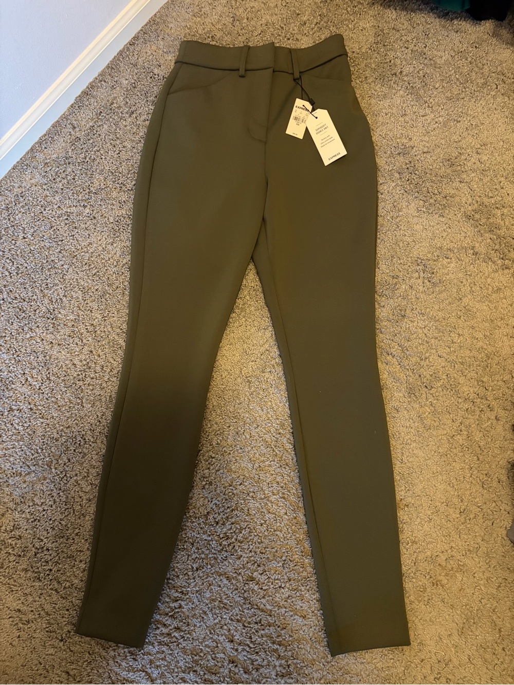 Express Supersoft Double Knit Pants XXS NWT Olive Green